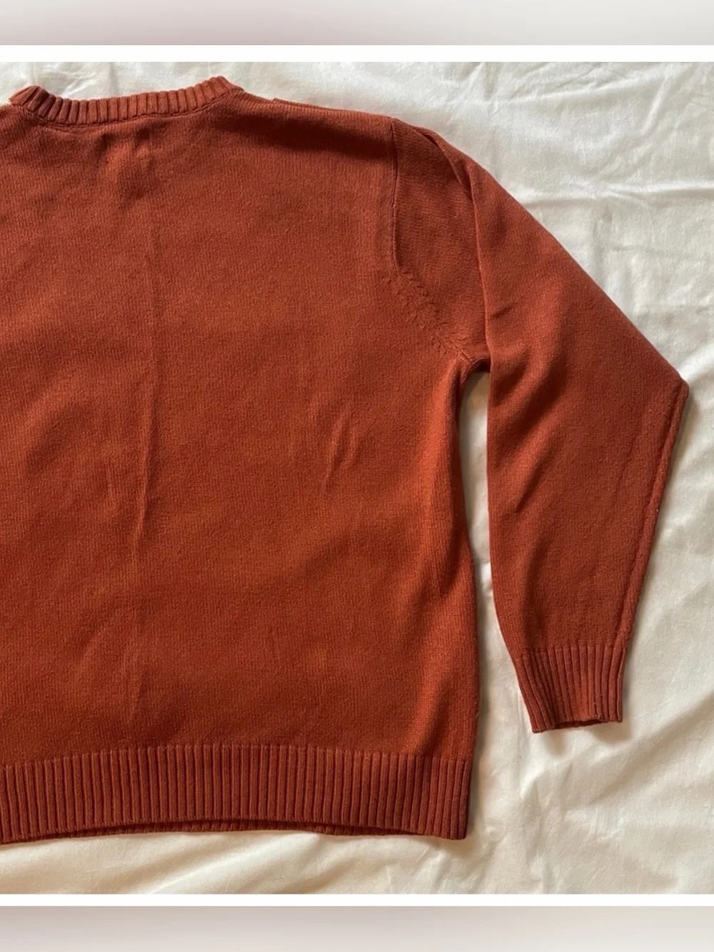 Haggar Dark Orange Argyle Men’s Crewneck Sweater, large